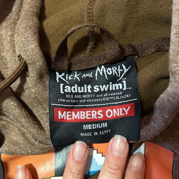 Members Only Brown Graphic Rick and Morty Hoodie Sweatshirt - Picture 5 of 7
